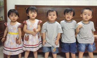 5 bé theo thứ tự từ trái qua phải: Út, Tư, Ba, Hai, Cả. Ảnh: GĐCC.