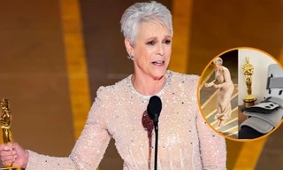 Màn ăn mừng thắng giải Oscar khiến "Nữ phụ xuất sắc" Jamie Lee Curtis bị trẹo chân
