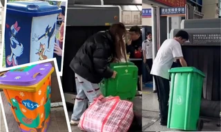 "Độc lạ" xứ Trung: Hành lý đến trường được biến tấu từ vật dụng không thể ngờ