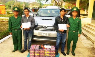 Đối tượng Lê Hoàng và Bùi Danh Sơn cùng tang vật