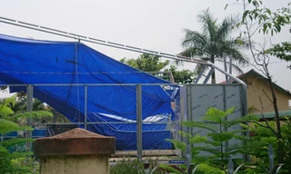 Toàn bộ mái che bể bơi bị đổ sập xuống