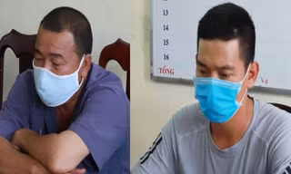 Đối tượng Thanh (ảnh trái) và Trinh tại cơ quan điều tra