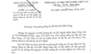Chủ tịch UBND thị xã Gia Nghĩa yêu cầu hủy bỏ công văn số 42 của Phòng TNMT