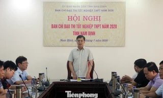 Ban Chỉ đạo kỳ thi tốt ngiệp PTTH Nam Định triển khai các hoạt động chuẩn bị cho kỳ thi - Ảnh: Hoàng Long