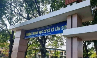 Trường THCS Tân Sơn, nơi xảy ra vụ việc nữ sinh lớp 9 bị đánh hội đồng - Ảnh: Hoàng Long