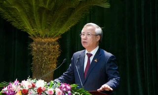 Thường trực ban Bí thư Trần Quốc Vượng phát biểu chỉ đạo tại Đại hội Đảng bộ tỉnh Ninh Bình - Ảnh: Hoàng Long