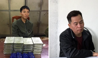 Đối tượng Sùng và Phương cùng tang vật .Ảnh: TL