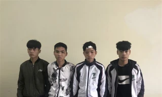 Bốn đối tượng gây án tại cơ quan công an Lộc Bình .Ảnh: TL