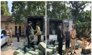 Lực lượng chức năng phát hiện đối tượng và hàng tấn nầm lợn nhập lậu .Ảnh: TL
