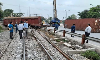 Hiện trường vụ tàu hàng trật bánh, lật toa xảy ra tháng 11/2020. Ảnh minh họa.