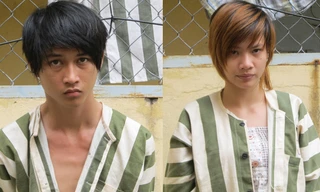  Vợ chồng Tường - Huệ tại cơ quan công an. Ảnh: Kiến Tường.