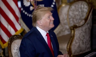 Ông Trump trong buổi nói chuyện qua truyền hình với các lực lượng vũ trang Mỹ. (Ảnh: AP)