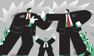 Tranh minh họa cuộc đối đầu giữa hai siêu cường Mỹ - Trung. (Nguồn: SCMP)