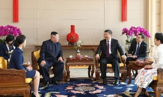 Lãnh đạo Trung Quốc và Triều Tiên trong cuộc gặp ngày 8/1 tại Bắc Kinh. (Ảnh: Xinhua)