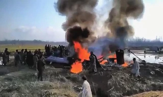 Cận cảnh Mig-21 của Ấn Độ bốc cháy ngùn ngụt do Pakistan bắn rơi