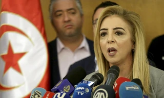 Bộ trưởng Y tế tạm thời của Tunisia, Sonia Ben Sheikh, tổ chức cuộc họp báo ở Tunis, Thứ Hai, ngày 11 tháng 3 năm 2019