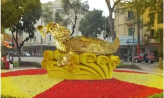 Mẫu phác thảo rùa vàng bên Hồ Gươm