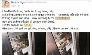 Quỳnh Nga hoảng loạn khi bị kẹt trong thang máy
