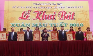 Sáu thông điệp trong lễ khai bút đầu xuân. Ảnh: hanoi.edu