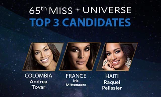 Top 3 người đẹp của Hoa hậu Hoàn vũ lần thứ 65 vừa diễn ra ở Philippines.