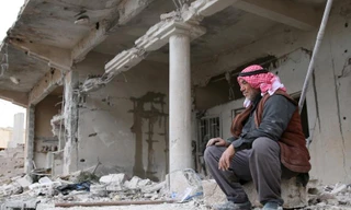 Cảnh đổ nát ở Syria sau cuộc xung đột giữa quân chính phủ và phiến quân.