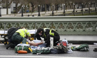 Một người bị thương trên cầu Westminster. 