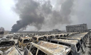 Hiện trường vụ nổ ở Thiên Tân.