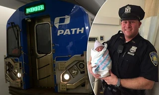 Viên cảnh sát Brian McGraw hỗ trợ thai phụ lâm bồn. Ảnh: Newsarrive