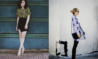F5 set đồ cho nàng với họa tiết kẻ ô vuông 