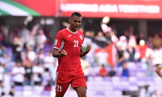 Anas Bani Yaseen ăn mừng bàn thắng duy nhất của trận đấu