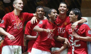 Anderson ăn mừng chức vô địch Champions League 2008 cùng M.U.