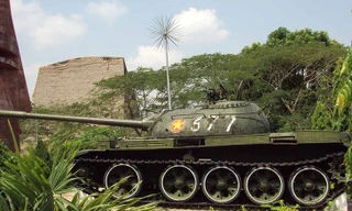 Xe tăng T59 hiện đang trưng bày ở huyện Đăk Tô (Kon Tum).