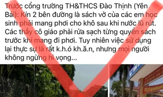 Thực hư chuyện mang sách phơi kín hai bên đường trước cổng trường