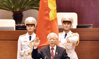 Tổng Bí thư,Chủ tịch nước Nguyễn Phú Trọng tuyên thệ nhậm chức trước Quốc Hội Ảnh: Như Ý