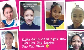 Các VĐV đội Thể dục Nghệ thuật điểm danh và thông báo tình hình sức khỏe trước buổi tập. Ảnh: NVCC 