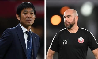 HLV Nhật Bản Hajime Moriyasu đối đầu với HLV Felix Sanchez của Qatar ở trận chung kết 