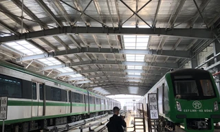 Các đoàn tàu đường sắt đô thị Cát Linh-Hà Đông chủ yếu nằm trong khu ga depot, ít khi hoạt động trừ một số lần chạy thử. Ảnh: Thái An 