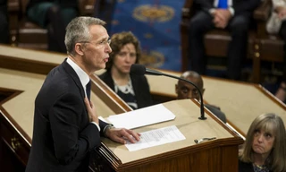 Tổng Thư ký NATO Jens Stoltenberg phát biểu trong phiên họp chung tại Quốc hội Mỹ