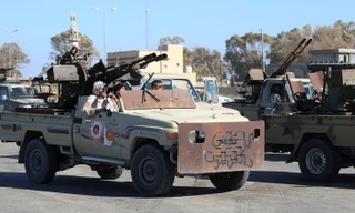 Xe quân sự của lực lượng quân sự tại Misrata, đồng minh của chính phủ Lybia tại thủ đô Tripoli