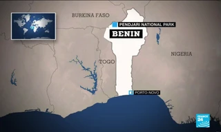 Lãnh thổ Benin và Vườn Quốc gia Pendjari (đánh dấu xanh), nơi xảy ra vụ bắt cóc hai du khách Pháp