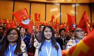 Các đại biểu tham gia ĐH Đoàn toàn quốc lần thứ XI, nhiệm kỳ 2017 - 2022. ẢNH: NHƯ Ý 
