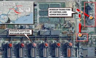 Vị trí đám cháy do đạn pháo xe tăng Nga gây ra chỉ cách lò phản ứng đầu tiên 150 mét