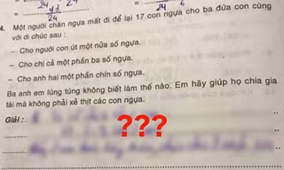 Bài toán "17 con ngựa chia đều cho 3 anh em", lời giải của bạn nhỏ khiến netizen thán phục