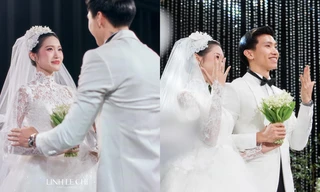 Khoảnh khắc xúc động trong lễ cưới Đoàn Văn Hậu và Doãn Hải My khiến cô dâu bật khóc