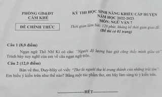 Đề thi học sinh Giỏi Văn lớp 7 cấp huyện "khó như thi Quốc gia", đơn vị ra đề nói gì?