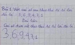 Bài Toán lớp 1 yêu cầu sắp xếp các số từ lớn đến bé, cách giải của học sinh khiến cô giáo "té xỉu"