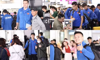 ĐT Việt Nam lên đường sang Indonesia, chụp ảnh cùng người hâm mộ tại sân bay Nội Bài