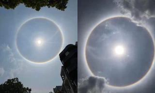 Hào quang quanh Mặt Trời xuất hiện tại nhiều nơi ở miền Bắc, là hiện tượng gì?