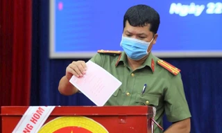 Lực lượng Công an tỉnh Bắc Ninh bỏ phiếu bầu cử Quốc hội và HĐND khóa mới.