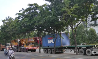 Nhiều tuyến đường ở Sài Gòn bị xe container chiếm dụng ngày đêm